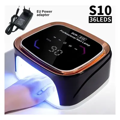 (black, EU) Professional Rechargeable Nail Uv Led Lamp Dryer Hd Display Smart Wireless Nail Dryi