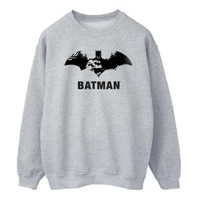 (S, Sports Grey) DC Comics Mens Batman Black Stare Logo Sweatshirt