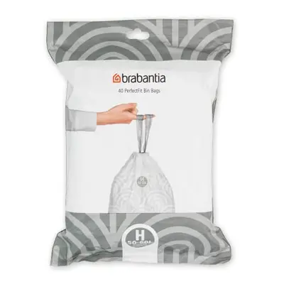 Brabantia PerfectFit Bin Liners (Size H/50-60 Litre) Thick Plastic Trash Bags with Tie Tape Draw