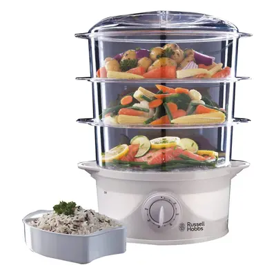 3 Tier Food Steamer 800W 9L White turbo steam design separate basket layers