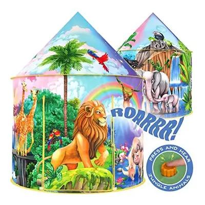 Jungle Adventure Kids Tent with Jungle Call Button, Tent for Kids, Safari Animals, Kids Play Ten