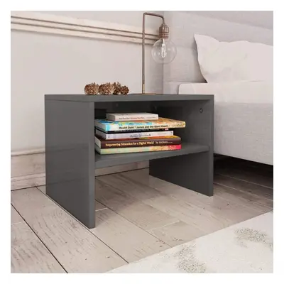 Bedside Cabinets pcs High Gloss Grey 40x30x30 cm Chipboard