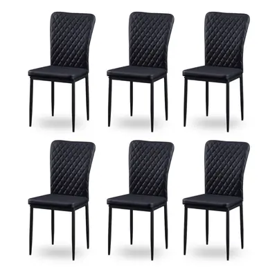 (Black(PU), pcs) 4/6 Dining Chairs High Back Velvet/PU Office