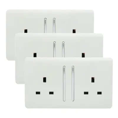 Trendi Gang Artistic Modern Glossy Amp Switched Tactile Plug Socket White (3 Pack)