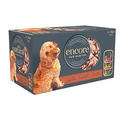 Encore Complete Wet Dog Food, Pate Multipack Turkey, Lamb and Chicken in g Trays (Pack of 5)