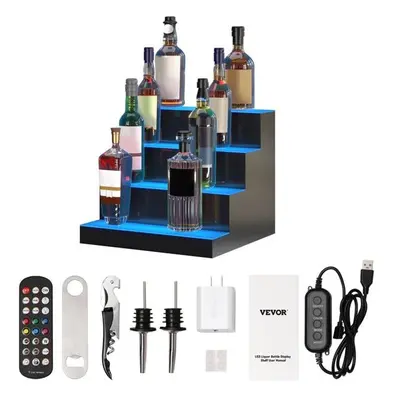 Vevor ZTXJPLED416RFSVC4V1 in. 4-Step LED Lighted Liquor Bottle Display Bar Shelf