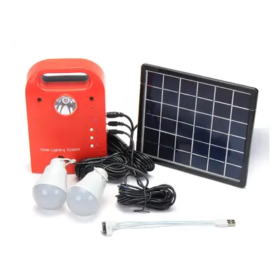 (Red) 28Wh Portable Small DC Solar Panels Charging Generator Power Generation System With LED Bu