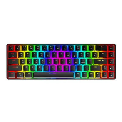 (Black, Red Switch) Keys Bluetooth 5.0 RGB Mechanical Keyboard Hot Swappable Wired Dual Mode 60%