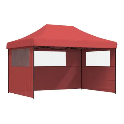 (burgundy, with sidewalls) vidaXL Foldable Party Tent Pop-Up with Sidewalls Patio Gazebo Canopy 