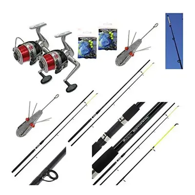 Lineaeffe SEA FISHING SET UP - X 12FT BEACHCASTER RODS + X SEA REELS + WEIGHTS + RIGS