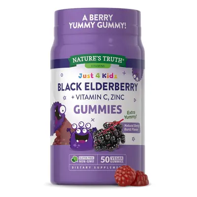 Nature's Truth KIDS Black Elderberry with Vitamin C & Zinc Gummies |50 Vegan Gummies|Non-GMO & G