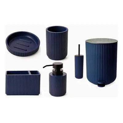 (Blue Pieces Set ) Textured Edge Bathroom Accessories Organiser Set