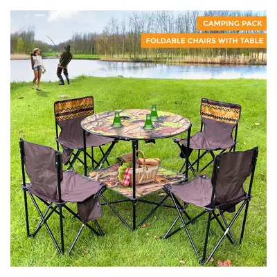 Camping Table and Chair Set Piece Outdoor Beach Picnic Furniture Fishing Cup