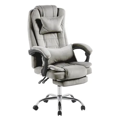 (Grey) Velvet Office Chair Recliner Swivel Ergonomic Executive PC Computer Gaming Chair