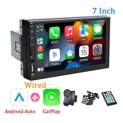 (Type 1+Control and Camera) Hippcron Car Radio Mp5 Player Din Bluetooth Hd 7" Touch Screen Stere