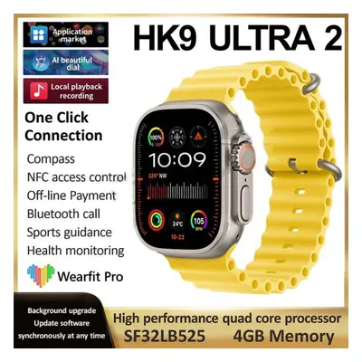 (yellow) Hk9 Ultra Smartwatch Amoled 4gb Watch Ultra2 Chatgpt Nfc Smart Watch For Men Ai Watch F