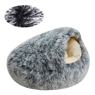 (as the picture, DIA 80CM) With Cover Round Dog Bed For Cat Bed Cushion Pet Mat Long Plush Cat&a