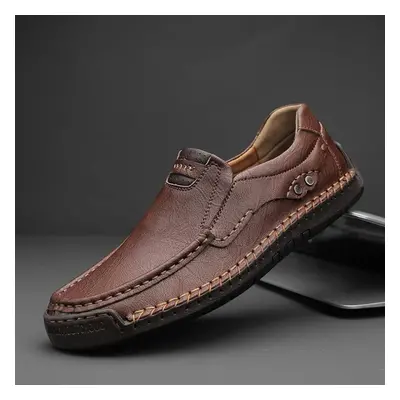 (dark brown, 42) Handmade Genuine Leather Men&apos;s Casual Shoes Comfortable And Breathable Moc