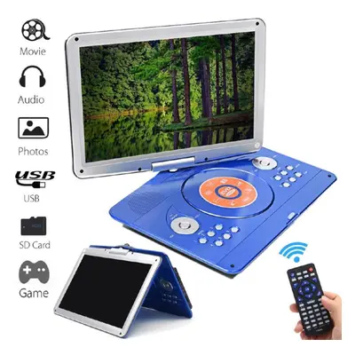 (blue) Inch Portable Dvd Player Rotatable Screen Media Dvd For Game Tv Support Mp3 Mp4 Vcd Cd Pl