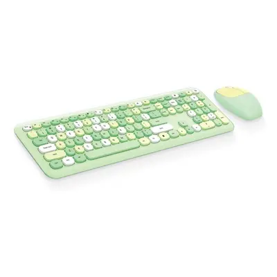 (green) Mofii Keyboard Mouse Combo Wireless 2.4g Mixed Color Key Keyboard Mouse Set With Round P