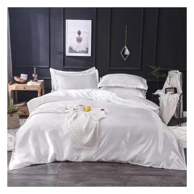 (white, Full Size pcs) Mulberry Silk Bedding Set With Duvet Cover Fitted/flat Bed Sheet Pillowca