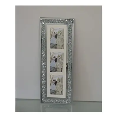 Silver Diamante Crushed Crystal Photo Frame Multi Aperture Picture Photo Frame Vertical For Phot