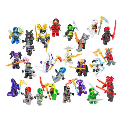 (Style B 24pcs) Set of 48/24 pcs Ninjago Mini Figures Kai Jay Sensei Wu Master Building Blocks T