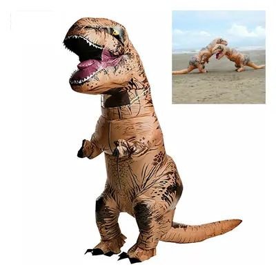 Adult Halloween T-REX Inflatable Dinosaur Costume Jurassic Dress brown