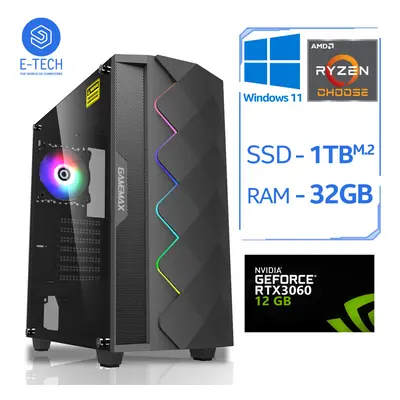 (AMD Ryzen 5, 12GB NVIDIA RTX 3060) Amd Ryzen Gaming PC 32GB 1TB M.2 RTX Win11