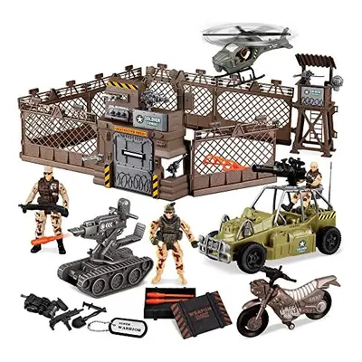 JOYIN Military Base Toys Set Including Military Base, Military Vehicles, Army Men Action Figures