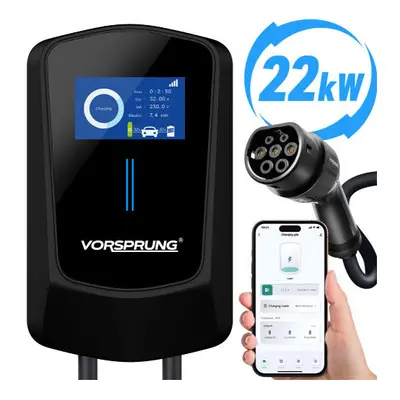 Vorsprung Voltrider Pro EV Wall Charger (22kW) | Type 2| Smart App| 5M