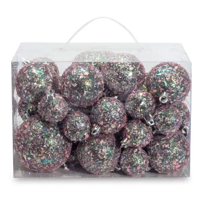 AMS 34ct Handmade Iridescent Christmas Balls Shatterproof Xmas Ornaments Glitter Special Color D