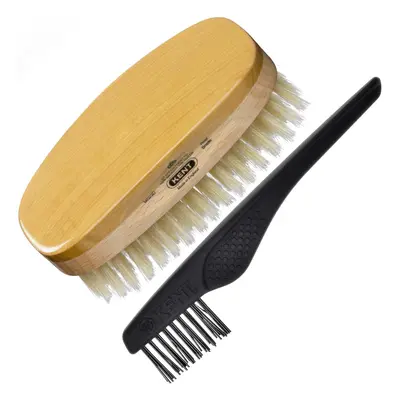 Kent MS23D Finest Men's Military Style Hair Brush - Satin and Beechwood Travel Size Base, Soft P