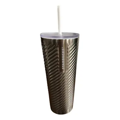 Starbucks Metallic Candy Textured Spiral SS Tumbler Christmas silver