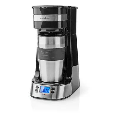 Single Serve Cup Electric Filter Coffee Maker Digital Timer + 0.42L Travel Mug