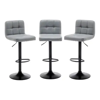 Set of Grey CHICAGO Faux Leather Bar Stools, swivel height adjustable