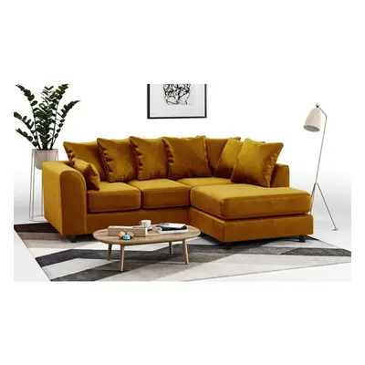 (Gold, Right Hand Facing) Brooklyn Plush Velvet Foam Corner Sofa