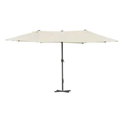 Outsunny 4.6M Garden Patio Umbrella Canopy Parasol Sun Shade w/ Base Off White