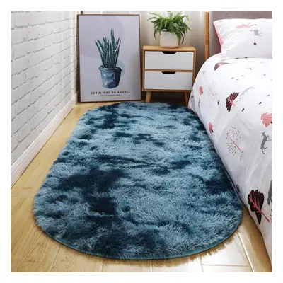 (blue, 160X230cm) Oval-shaped Plush Carpets For Living Room Fashion Pink Fluffy Rugs Bedside Lon