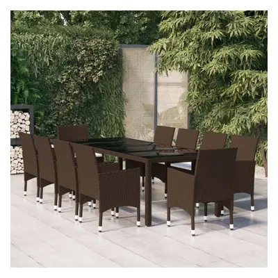 vidaXL Piece Garden Dining Set Poly Rattan Brown