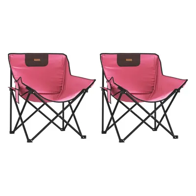 (pink) vidaXL Camping Chairs with Pocket Foldable Chair Outdoor Folding Chair pcs