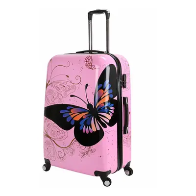 (Pink, Large) Hampton & Stewart Butterfly Hard Shell Suitcase