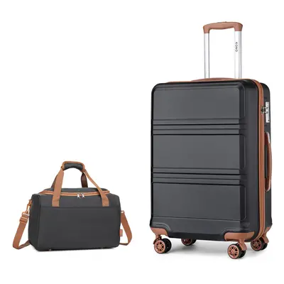 (Black Brown, inch suitcase + travel bag) or Pieces ABS Hard Shell Suitcase And Travel Bag