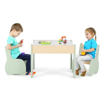 Kids Table and Chair Set 4-in-1 Wooden Activity Table and Chairs