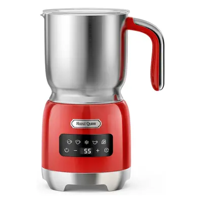 (Ruby Red) Milk frother, in automatic frother and steamer, hot and cold frother, adjustable temp