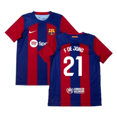 (XLB) Barcelona Home Shirt (Kids) (F De Jong 21)