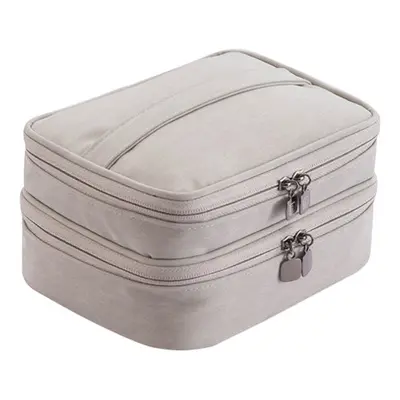 (Grey, Double layer) Single Double Layer Travel Digital Storage Bag Case for Data Cable Electron