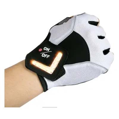 (White) Outdoor Half Finger Bike Gloves Bicycle Cycling Outfit With Intelligent LED Turn Warning