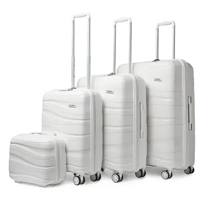 (White, 14/20/24/28 inch) One Or Four Pieces Lightweight PP Hard Shell Suitcase With TSA Lock