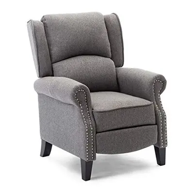 (Grey) More4Homes Charlotte Modern Fabric Pushback Recliner Armchair Sofa Accent Chair Reclining